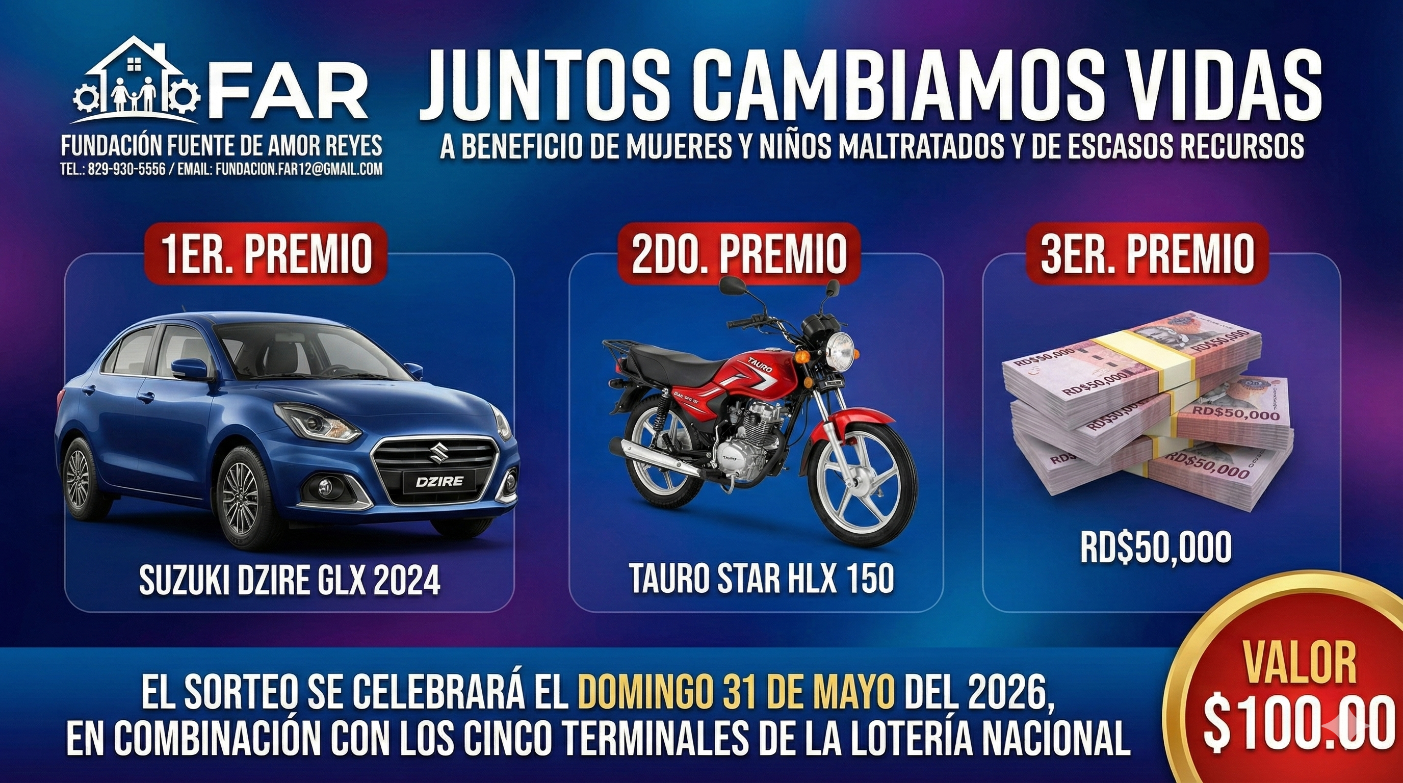 Gran Rifa Suzuki Dzire 2024 Fundación FAR